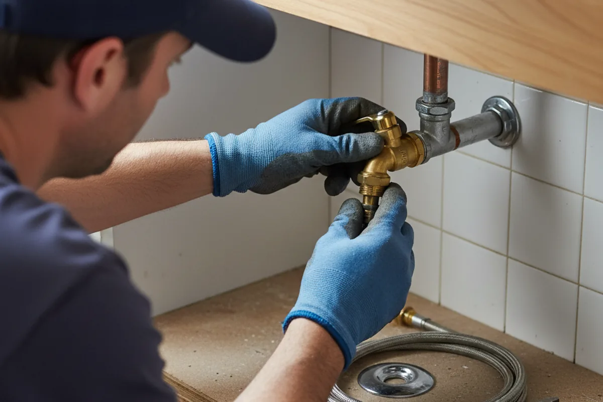 Shutoff valve and fitting work during Burst Pipe Repair in Harwood